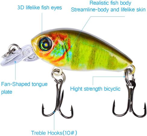 Mini Crankbait Fishing Lures Kits Swimbait Wobbler Hard Baits for Bass Trout Pike Freshwater and Saltwater 10pc-20pc/pack in Kuwait