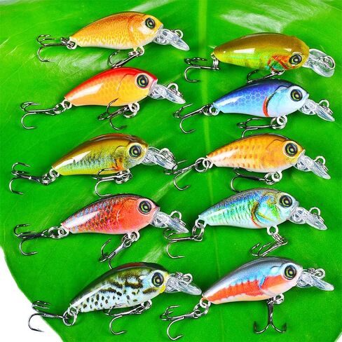 Mini Crankbait Fishing Lures Kits Swimbait Wobbler Hard Baits for Bass Trout Pike Freshwater and Saltwater 10pc-20pc/pack in Kuwait