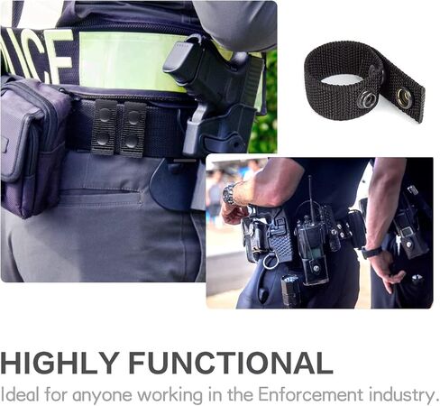 حافظات أحزمة CONSIO لحزام الخدمة، أحزمة واجب مع أزرار كبس مزدوجة تناسب حزام تكتيكي عريض مقاس 2-2¼ بوصة تثبيت حزام الشرطة الأمنية (مجموعة من 4) in Kuwait