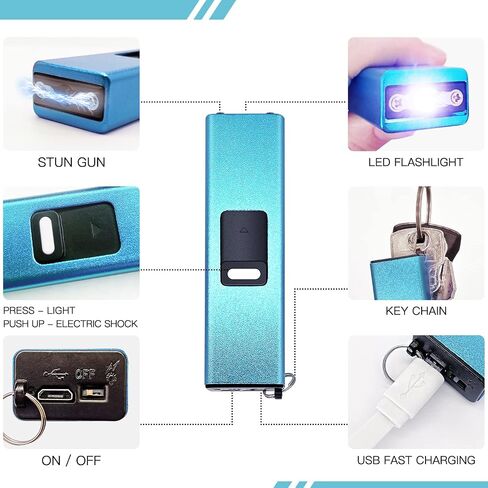 REAX Stun Gun Keychain for Women Self Defense Mini Stun Gun for Women Stun Gun USB Rechargeable with LED Flashlight Power Volt Micro in Kuwait
