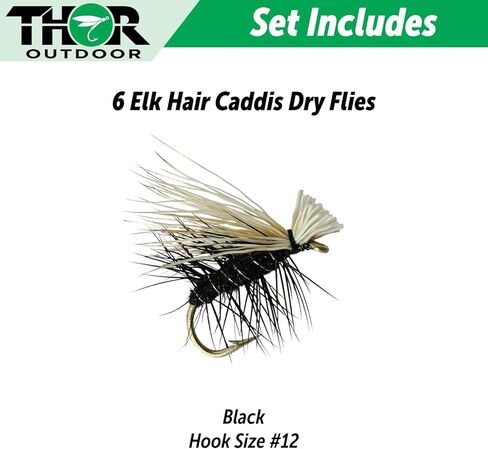 Thor Outdoor Elk Hair Caddis Dry Fly Set - Simple, Effective Fly Fishing Flies for Trout, Bluegill, Freshwater Panfish in Kuwait