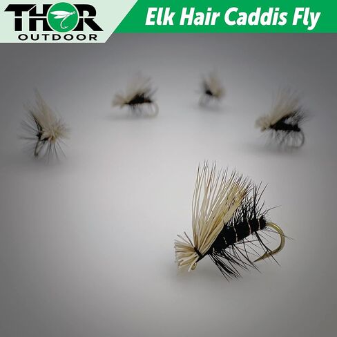 Thor Outdoor Elk Hair Caddis Dry Fly Set - Simple, Effective Fly Fishing Flies for Trout, Bluegill, Freshwater Panfish in Kuwait