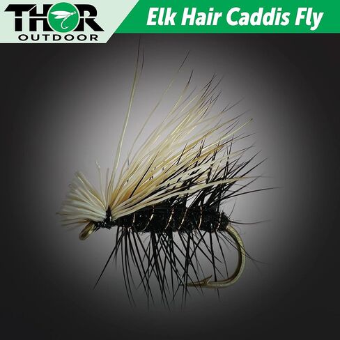 Thor Outdoor Elk Hair Caddis Dry Fly Set - Simple, Effective Fly Fishing Flies for Trout, Bluegill, Freshwater Panfish in Kuwait