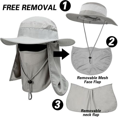 DEILAI 3 قطع قفازات الصيد عدة للرجال والنساء قبعة الصيد واسعة حافة قبعة الشمس مع شبكة قابلة للإزالة غطاء الوجه والرقبة رفرف تنفس الأكمام الشمس الأكمام بارد الأكمام لصيد الأسماك المشي لمسافات طويلة التجديف التخييم in Kuwait