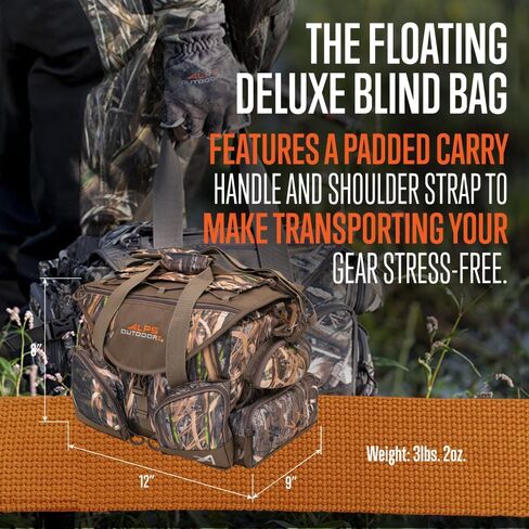 ALPS OutdoorZ Deluxe Floating Blind Bag - Waterproof Hunting Backpack for Men, with Removable Dividers, Thermos Sleeve & Padded Shoulder Strap, Standard - Mossy Oak Shadow Grass Habitat in Saudi Arabia