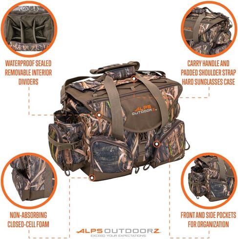 ALPS OutdoorZ Deluxe Floating Blind Bag - Waterproof Hunting Backpack for Men, with Removable Dividers, Thermos Sleeve & Padded Shoulder Strap, Standard - Mossy Oak Shadow Grass Habitat in Saudi Arabia