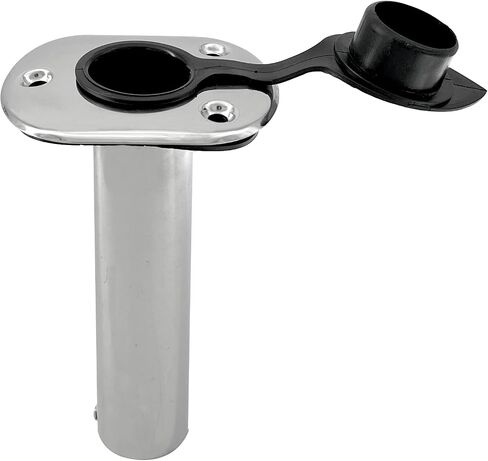 ISURE MARINE 2PCS Boat Stainless Steel Polished Fishing Rod Holder Flush Mount 15/30/90 Degree Casting Flange with Rubber Cap, Liner, Gasket PVC Cap and Inner Tube for Marine Yacht Kayak in Kuwait