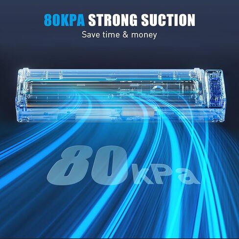 Vacuum Sealer Machine Homekane, 80kPa Vacuum Food Sealer with Dry & Moist Food Preservation Modes, Built-in Cutter, Automatic Vacuum Food Sealer with 5 Sealing Bags for Food Storage, Black in Kuwait