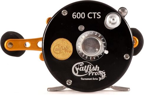 Catfish Pro Tournament Series 600CTS Round Baitcasting Reel - 6+1 Stainless Steel Ball Bearings, 5.3:1 Gear Ratio, 19lb Drag, Brass Gears, Centrifugal Brake, Durable & Powerful for Big Catfish Fishing in Kuwait