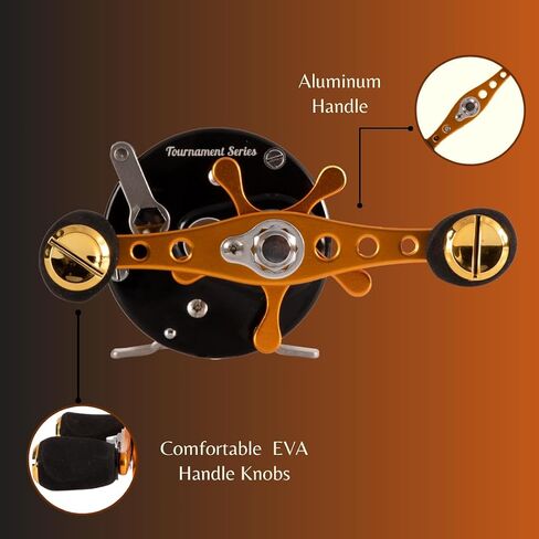 Catfish Pro Tournament Series 600CTS Round Baitcasting Reel - 6+1 Stainless Steel Ball Bearings, 5.3:1 Gear Ratio, 19lb Drag, Brass Gears, Centrifugal Brake, Durable & Powerful for Big Catfish Fishing in Kuwait