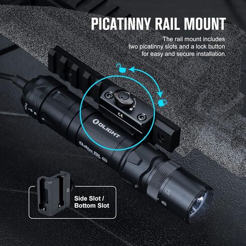 OLIGHT Odin GL 1500 Lumens Picatinny Rail Mount Rechargeable Tactical Flashlight & Baldr S 800 Lumens Compact Rail Mount Weaponlight with Green Beam and White LED Combo in Kuwait
