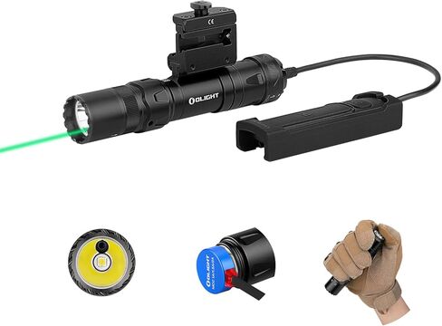 OLIGHT Odin GL 1500 Lumens Picatinny Rail Mount Rechargeable Tactical Flashlight & Baldr S 800 Lumens Compact Rail Mount Weaponlight with Green Beam and White LED Combo in Kuwait