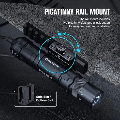 OLIGHT Odin GL 1500 Lumens Picatinny Rail Mount Rechargeable Tactical Flashlight & Baldr S 800 Lumens Compact Rail Mount Weaponlight with Green Beam and White LED Combo in Kuwait