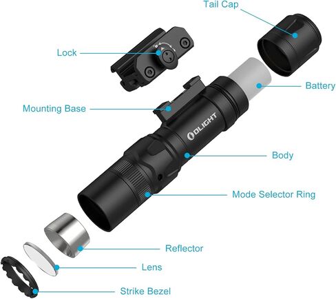 OLIGHT Odin GL 1500 Lumens Picatinny Rail Mount Rechargeable Tactical Flashlight & Baldr S 800 Lumens Compact Rail Mount Weaponlight with Green Beam and White LED Combo in Kuwait