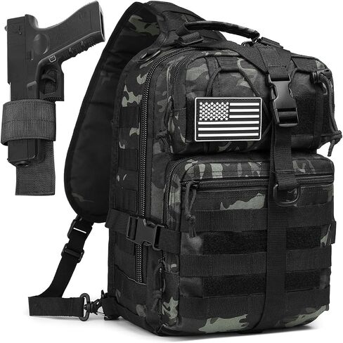 Tactical Crossbody Backpack Large Sling Pack With Holster Shoulder Bag For Men Outdoors Hiking Camping Gym in Kuwait