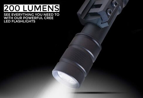 مصباح يدوي Monstrum F200 200 لومن مع مفتاح ضغط عن بعد وحامل سكة Picatinny | للبنادق والبنادق in Kuwait