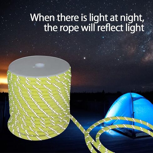 Sutekus 5/16" Accessory Cord Rope High Strength Utility Paracord 8mm Reflective Paracord Hiking Fishing Packaging 130FT (Neon Yellow) in Kuwait