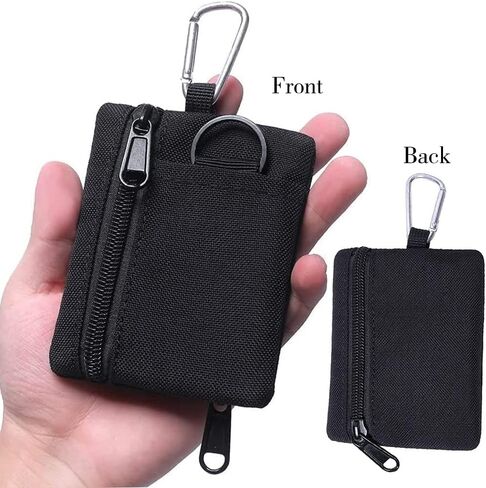 Tactical Keychain Pouch - Military Mini Size Belt Gear EDC Pocket Organizer as Coin Purse ID Card Holder Car Fob Key Waist Case Wallet Headset Pack (Black) in Kuwait