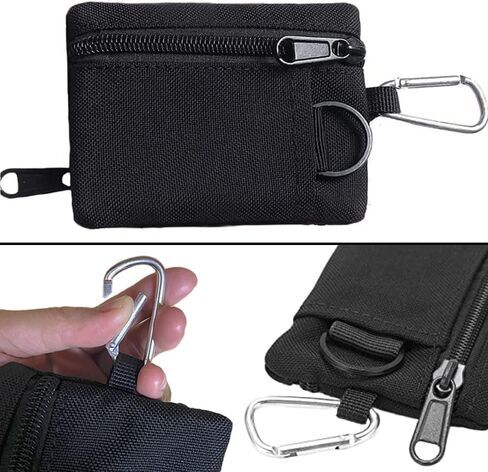 Tactical Keychain Pouch - Military Mini Size Belt Gear EDC Pocket Organizer as Coin Purse ID Card Holder Car Fob Key Waist Case Wallet Headset Pack (Black) in Kuwait