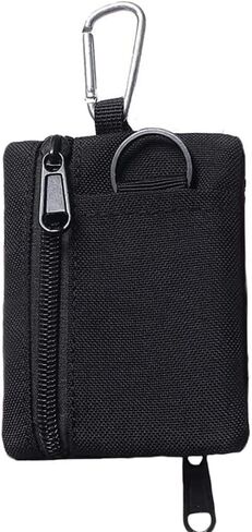 Tactical Keychain Pouch - Military Mini Size Belt Gear EDC Pocket Organizer as Coin Purse ID Card Holder Car Fob Key Waist Case Wallet Headset Pack (Black) in Kuwait