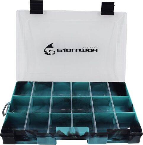 صينية صيد السمك من سلسلة الانجراف 3600 من Evolution Outdoor - منظم صندوق معالجة ملون مع مقصورات قابلة للإزالة، غطاء شفاف، مزلاج إغلاق، تخزين صندوق المرافق in Kuwait