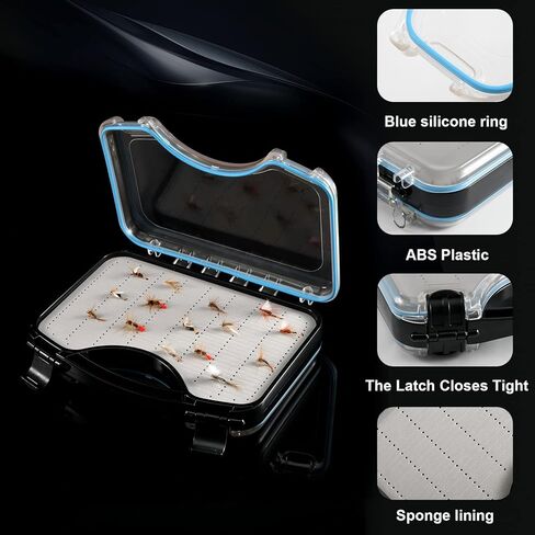 صندوق صيد السمك Goture Fly من ثلاثة جوانب مقاوم للماء لتخزين الذباب (إدراج إسفنجي - 6.02 * 4.09 * 1.61 بوصة) in Kuwait