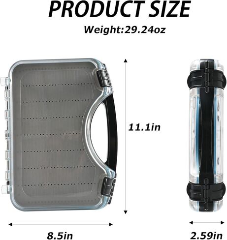 صندوق صيد السمك Goture Fly من ثلاثة جوانب مقاوم للماء لتخزين الذباب (إدراج إسفنجي - 6.02 * 4.09 * 1.61 بوصة) in Kuwait