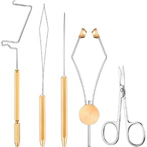 Skylety 5 Pieces Fly Tying Tools Stainless Steel Set Fly Tying Bobbin Thread Holder, Whip Finisher, Disc Bobbin Threader, Arrow Scissor, Winder Threader Fishing Flies Lure Making Accessories in Saudi Arabia