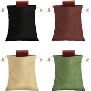 Foraging Bag 4 Pcs Canvas Waxed Foraging Pouch Mushroom Bags Collapsible Bushcraft Leather Pu Hunting Belt Bag Hiking Pouch for Outdoor Traveling Camping