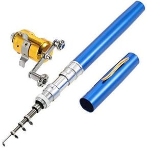 Jatzde Mini Portable Pocket Fish Rod Pen Aluminum Alloy Fishing Rod Pole Reel Combos… in Saudi Arabia