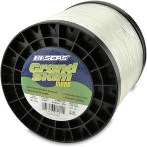 HI-SEAS Grand Slam Monofilament Fishing Line - Strong & Abrasion Resistant in Clear, Pink, Green, Smoke Blue, Fluorescent Yellow Freshwater & Saltwater - 5 lb Spool