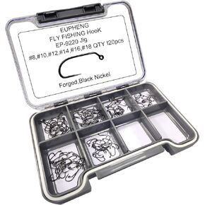 Eupheng Prime Assortment Barbless Fly Fishing Hooks Dry Wet Nymph Streamer Caddis Shrimp Pupea Jig Collection High Carbon Competition Great Value Package in Kuwait