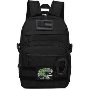 Kids Tactical Backpack Army Molle Bookbag Military Boys Backpack for School, Outdoor, Camping (Includes 2 Patches +1 Carabiner), Black