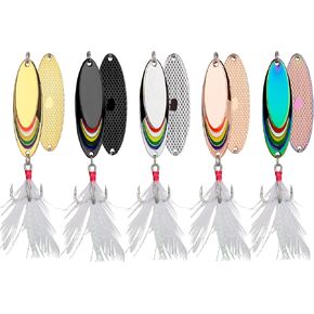 THKFISH Fishing Spoons Fishing Lures Trout Spoons Single Hook Trout Lure Fishing Lures for Trout Bass Pike Crappie Walleye 1/8oz 1/6oz 1/4oz 3/8oz 1/2oz 5Pcs