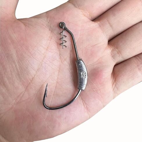 25 Pack Weighted Swimbait Hooks, Jig Heads with Twist Lock, Soft Plastic Worm Fishing Hooks 1/0 2/0 3/0 4/0 5/0 in Saudi Arabia
