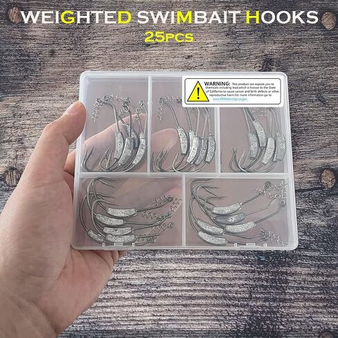 25 Pack Weighted Swimbait Hooks, Jig Heads with Twist Lock, Soft Plastic Worm Fishing Hooks 1/0 2/0 3/0 4/0 5/0 in Saudi Arabia