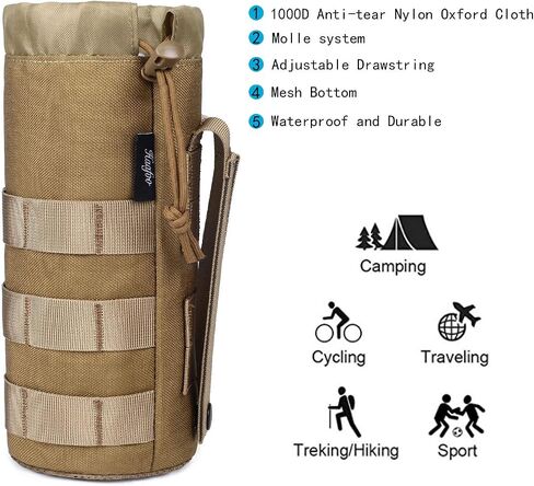 Molle Water Bottle Holder, Upgraded 1000D Nylon Tactical Molle Water Bottle Pouch, Sports Water Bottle Bag Bottom Mesh Lining Hydration Carrier for Camping, Climbing, Hiking and Travelling in Saudi Arabia