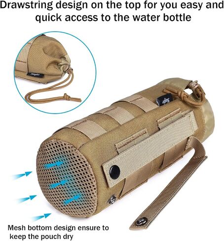 Molle Water Bottle Holder, Upgraded 1000D Nylon Tactical Molle Water Bottle Pouch, Sports Water Bottle Bag Bottom Mesh Lining Hydration Carrier for Camping, Climbing, Hiking and Travelling in Saudi Arabia
