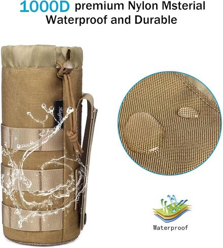 Molle Water Bottle Holder, Upgraded 1000D Nylon Tactical Molle Water Bottle Pouch, Sports Water Bottle Bag Bottom Mesh Lining Hydration Carrier for Camping, Climbing, Hiking and Travelling in Saudi Arabia