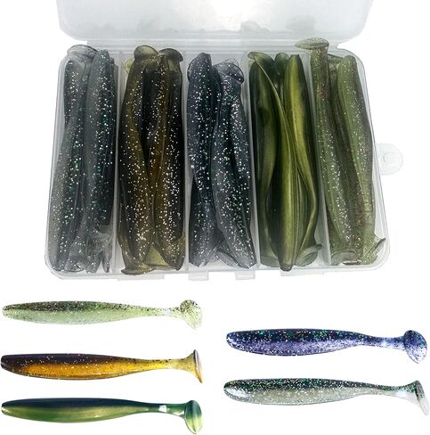Paddle Tail Swimbaits,Soft Plastic Fishing Lures Swim Baits for Bass Fishing,30/50pcs with Box,Soft Plastic Swimbaits for Bass Trout Crappie Lures Kit for Saltwater Freshwater in Saudi Arabia