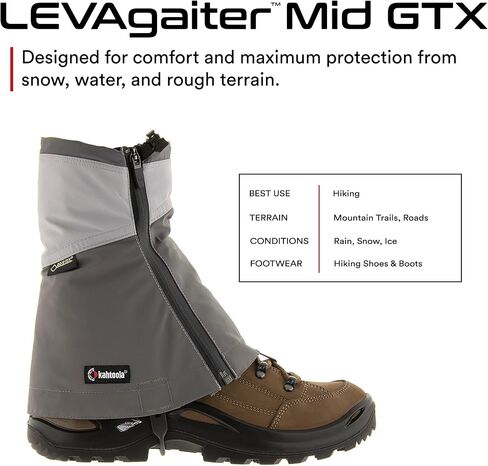 Kahtoola LEVAgaiter Mid GTX Gaiters, Waterproof Gore-TEX Shoe & Boot Protection for Mountaineering, Off-Trail Hiking in Mud, Snow & Ice in Kuwait
