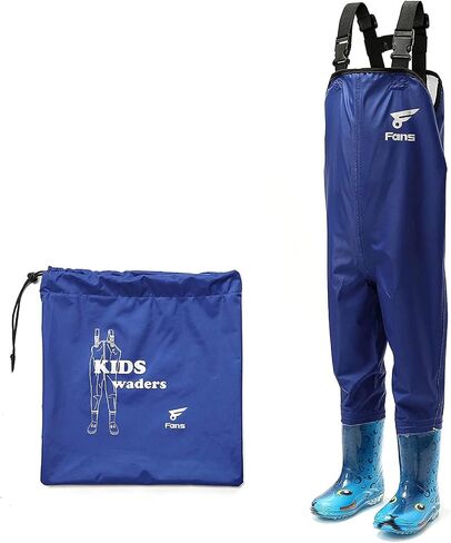 8 مراوح خواضون للأطفال، 2 طبقة مقاومة للماء من مادة PVC للشباب مع أحذية طويلة لصيد الأسماك وصيد الأسماك للأطفال الصغار للأولاد والبنات in Kuwait