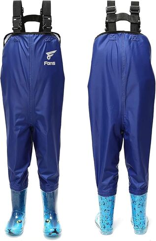 8 مراوح خواضون للأطفال، 2 طبقة مقاومة للماء من مادة PVC للشباب مع أحذية طويلة لصيد الأسماك وصيد الأسماك للأطفال الصغار للأولاد والبنات in Kuwait