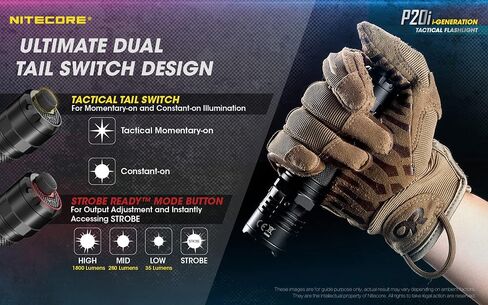 Nitecore P20i مصباح يدوي تكتيكي، 1800 لومن USB-C قابل لإعادة الشحن سريع الشحن جاهز مع منظم LumenTac in Saudi Arabia