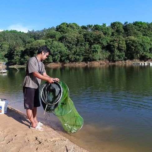 Kangdun Collapsible Fish Keeping Net - Rubberized Mesh Fishing Basket - Foldable Fish Live Well for Dock & Kayak - Keep Bait and Fish Alive in Saudi Arabia