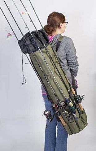 Besti Fishing Rod Organizer Bag (Portable) Shoulder Carry Home and Travel Storage | Professional Reel, Tackle, and Equipment Organization | Heavy-Duty, Water-Resistant (Black) in Kuwait