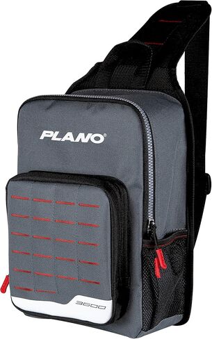 Plano Weekend Series 3600 Tackle Sling Pack, Gray with Red, Black, and White Accents, Includes 2 3600 Stowaway Organizer Boxes, Premium Tackle Storage in Saudi Arabia