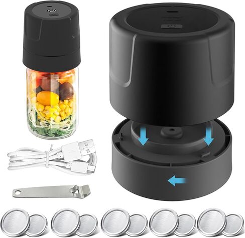 Electric Mason Jar Vacuum Sealer HongTu Canning machine Mason Cordless Vacuum Sealer Kit Mason Jar Stainless Steel Lids and Can Opener LED Display, Type-C Charging Port, 60 Seconds Automatically Stop in Saudi Arabia