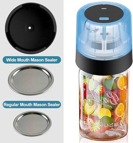 Electric Mason Jar Vacuum Sealer HongTu Canning machine Mason Cordless Vacuum Sealer Kit Mason Jar Stainless Steel Lids and Can Opener LED Display, Type-C Charging Port, 60 Seconds Automatically Stop in Saudi Arabia