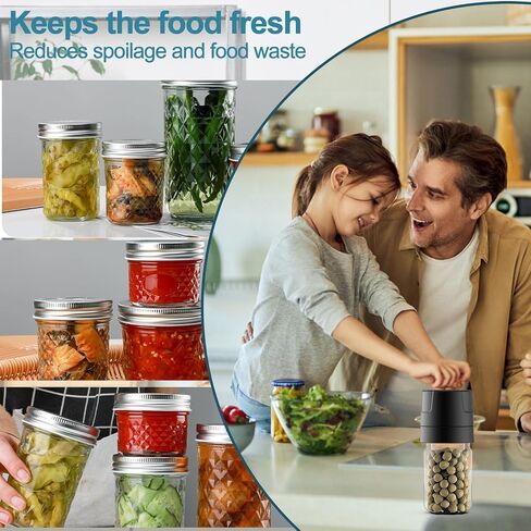 Electric Mason Jar Vacuum Sealer HongTu Canning machine Mason Cordless Vacuum Sealer Kit Mason Jar Stainless Steel Lids and Can Opener LED Display, Type-C Charging Port, 60 Seconds Automatically Stop in Saudi Arabia